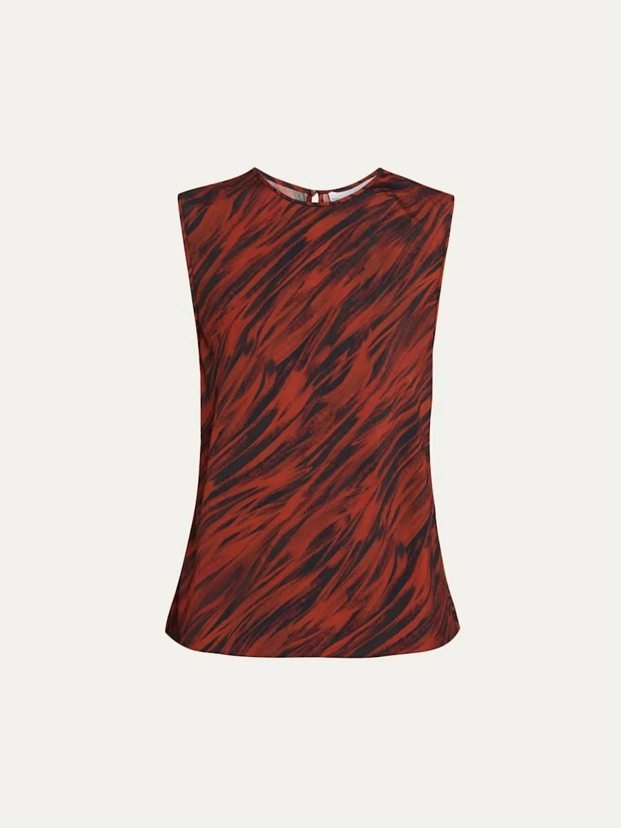 Megan Sleeveless Printed Twill Top - 1