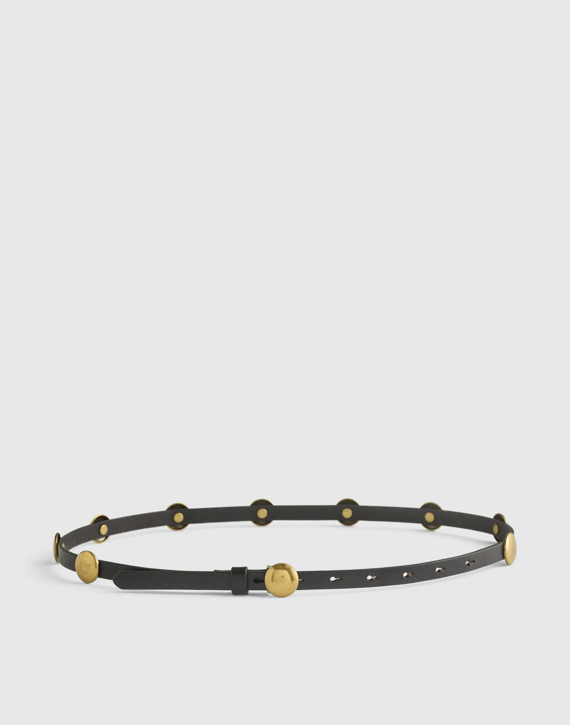 Dome-Studded Skinny Belt in Leather - 1
