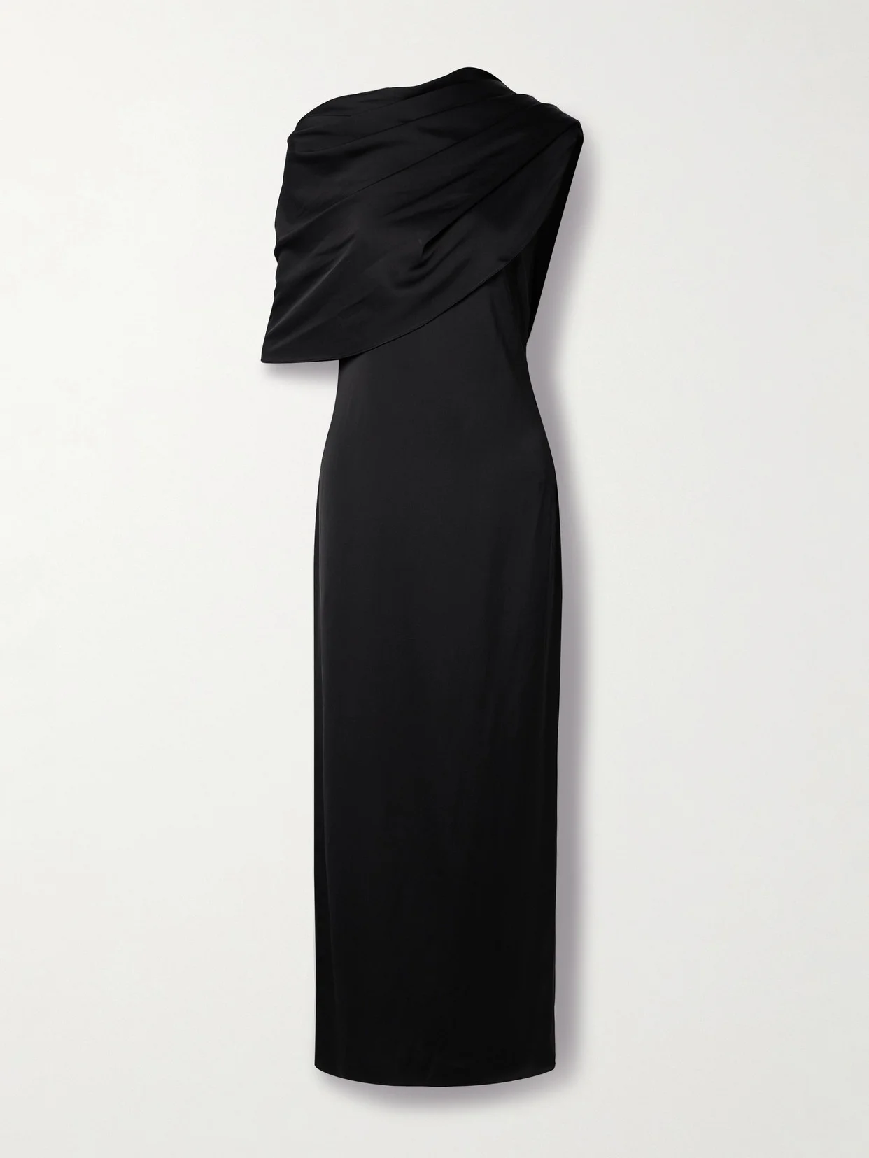 Draped Wool-blend Satin Maxi Dress - 1
