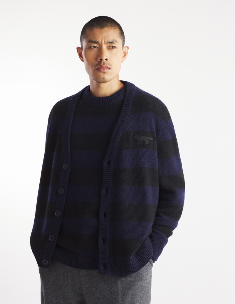 FESTIVE PROFILE FOX PATCH STRIPPED CARDIGAN 3