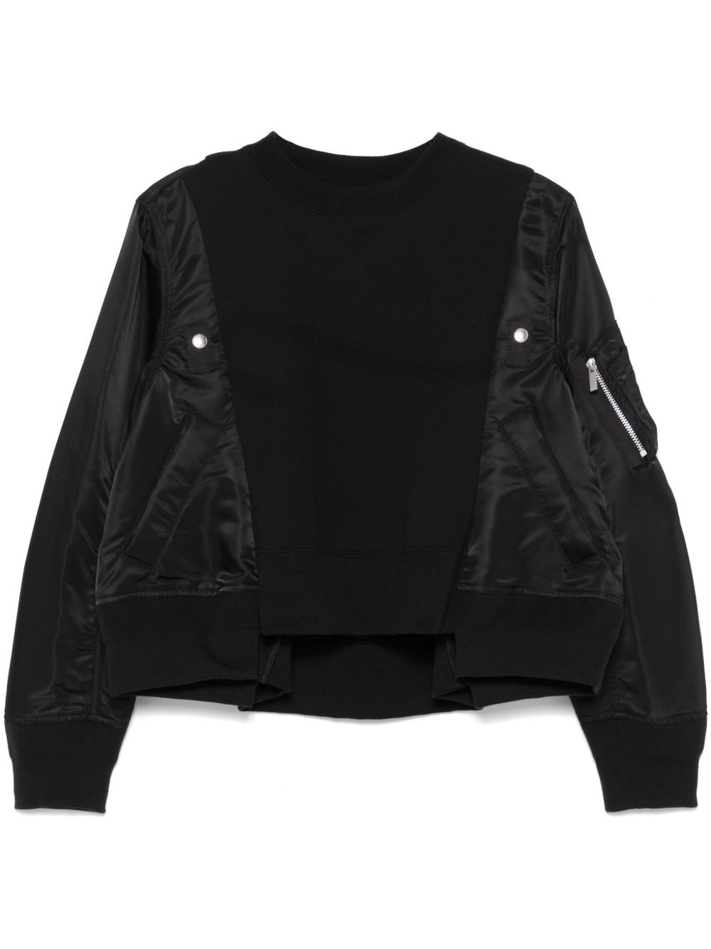 Sacai Women Cotton And Nylon Crewneck Sweater - 1
