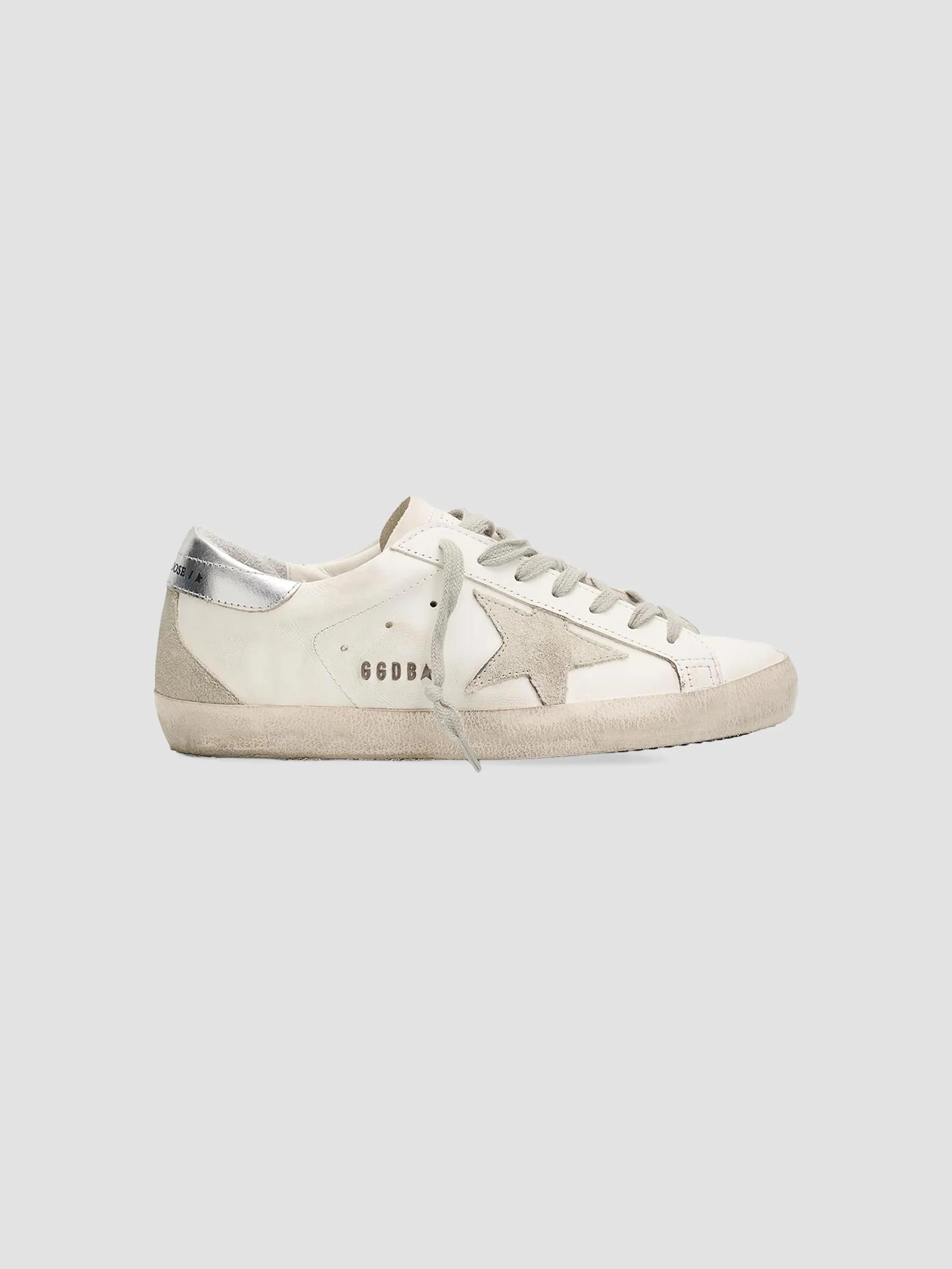 Men's Super-Star Logo Leather Low-Top Sneakers - White Ice Silver - 1