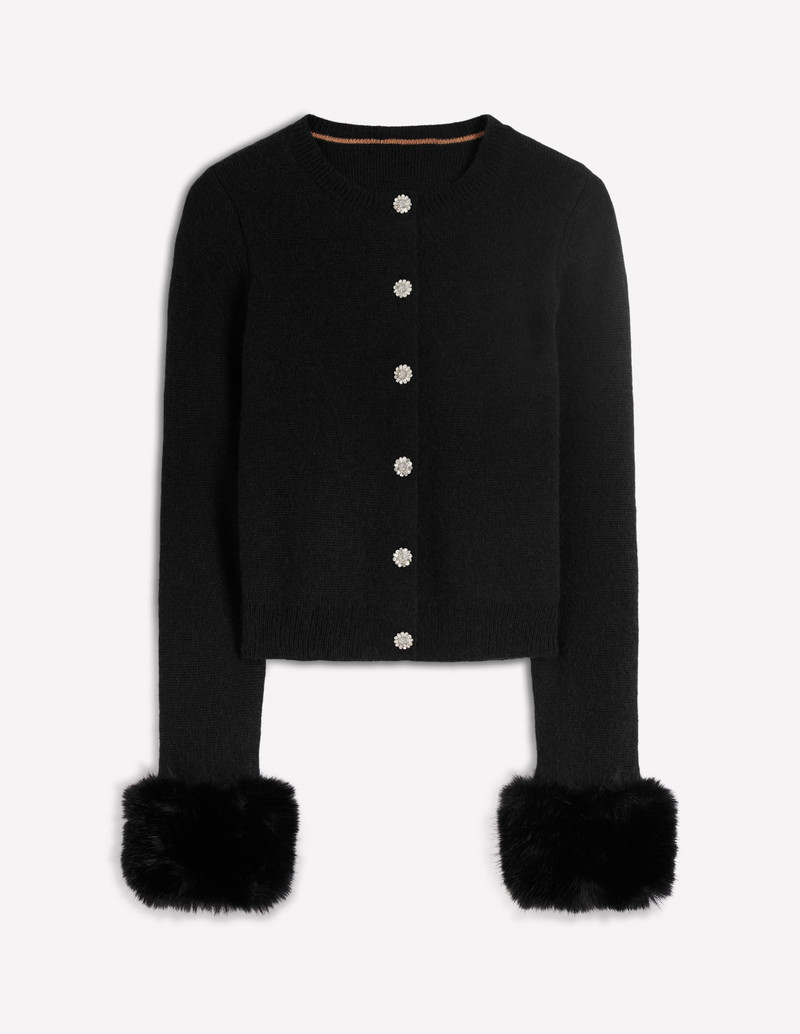 Fur Trim Cardigan-Black 8