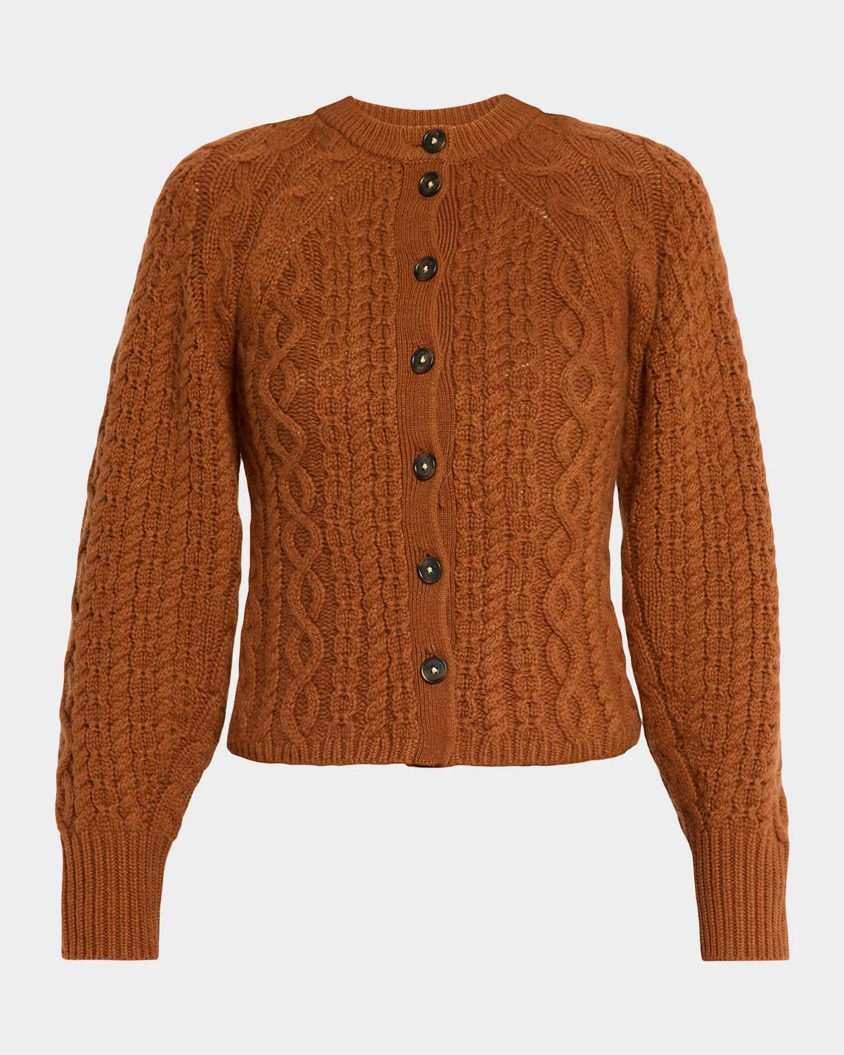 Sculpted Cashmere-Wool Cable-Knit Cardigan - 1