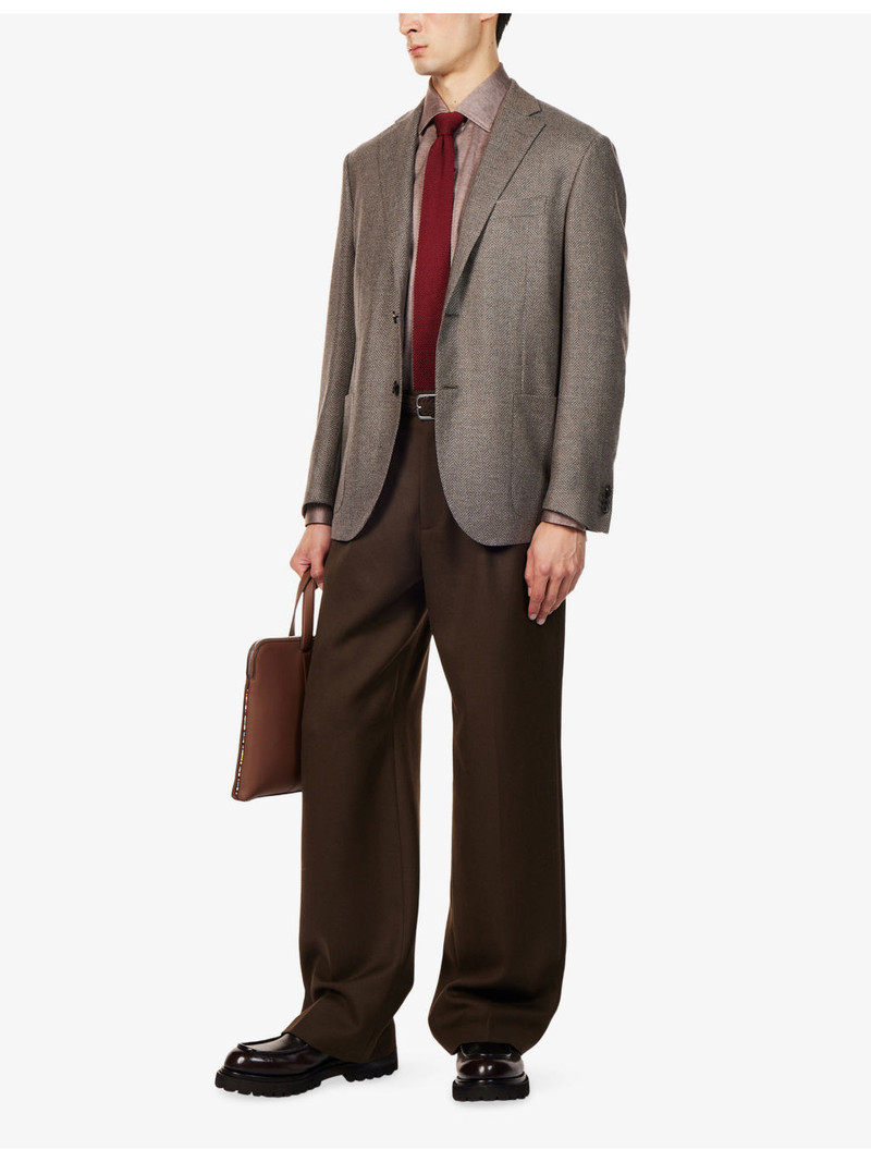 CORNELIANI Herringbone Single-Breasted Wool And Cashmere Blazer outlook