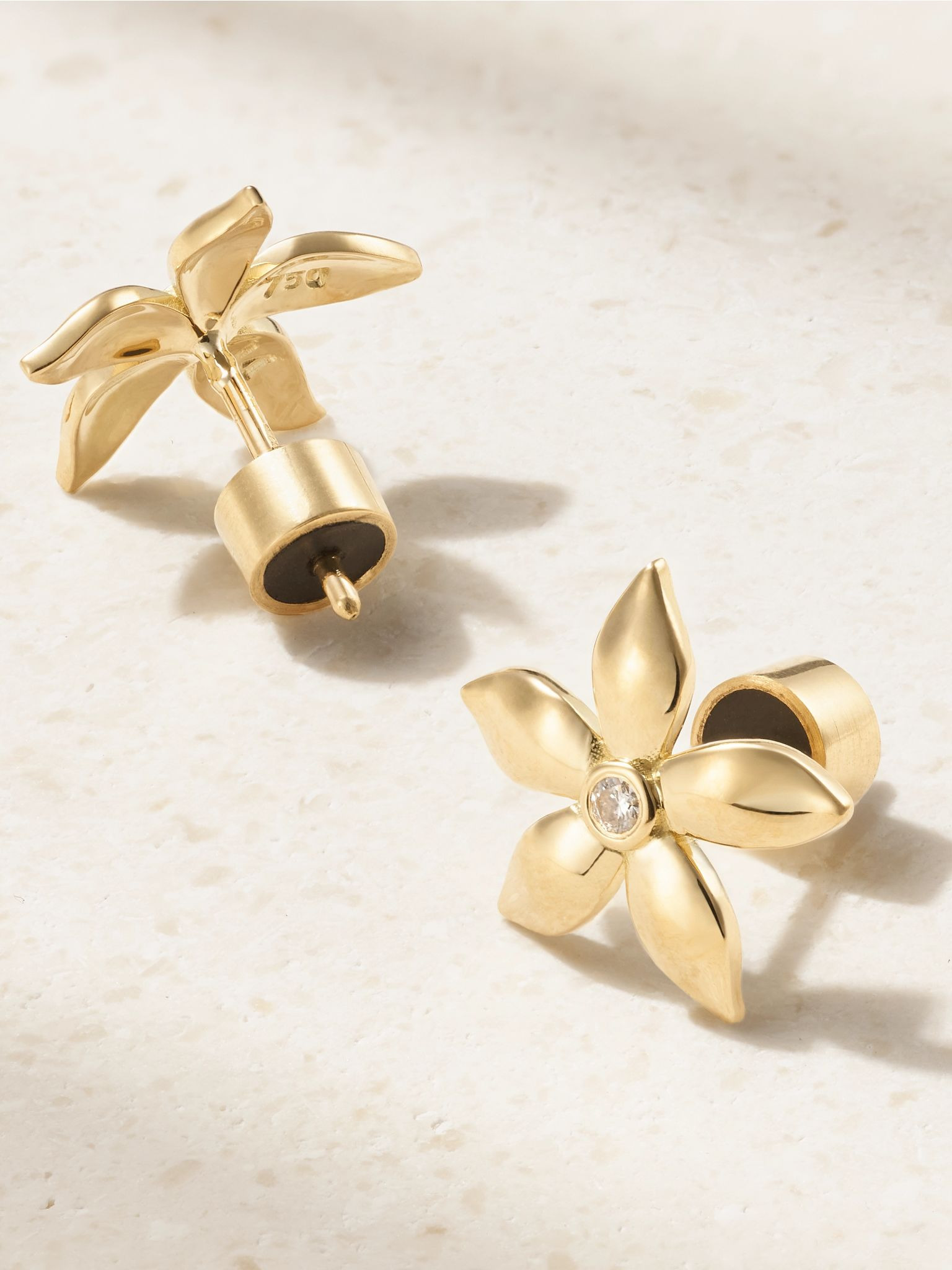Mini Blossom 18-karat gold diamond earrings Gold - 3