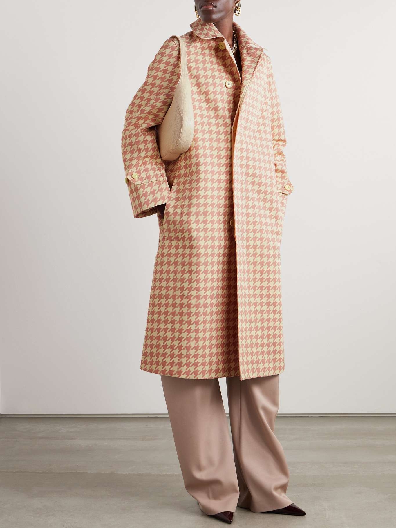 Houndstooth twill trench coat - 3