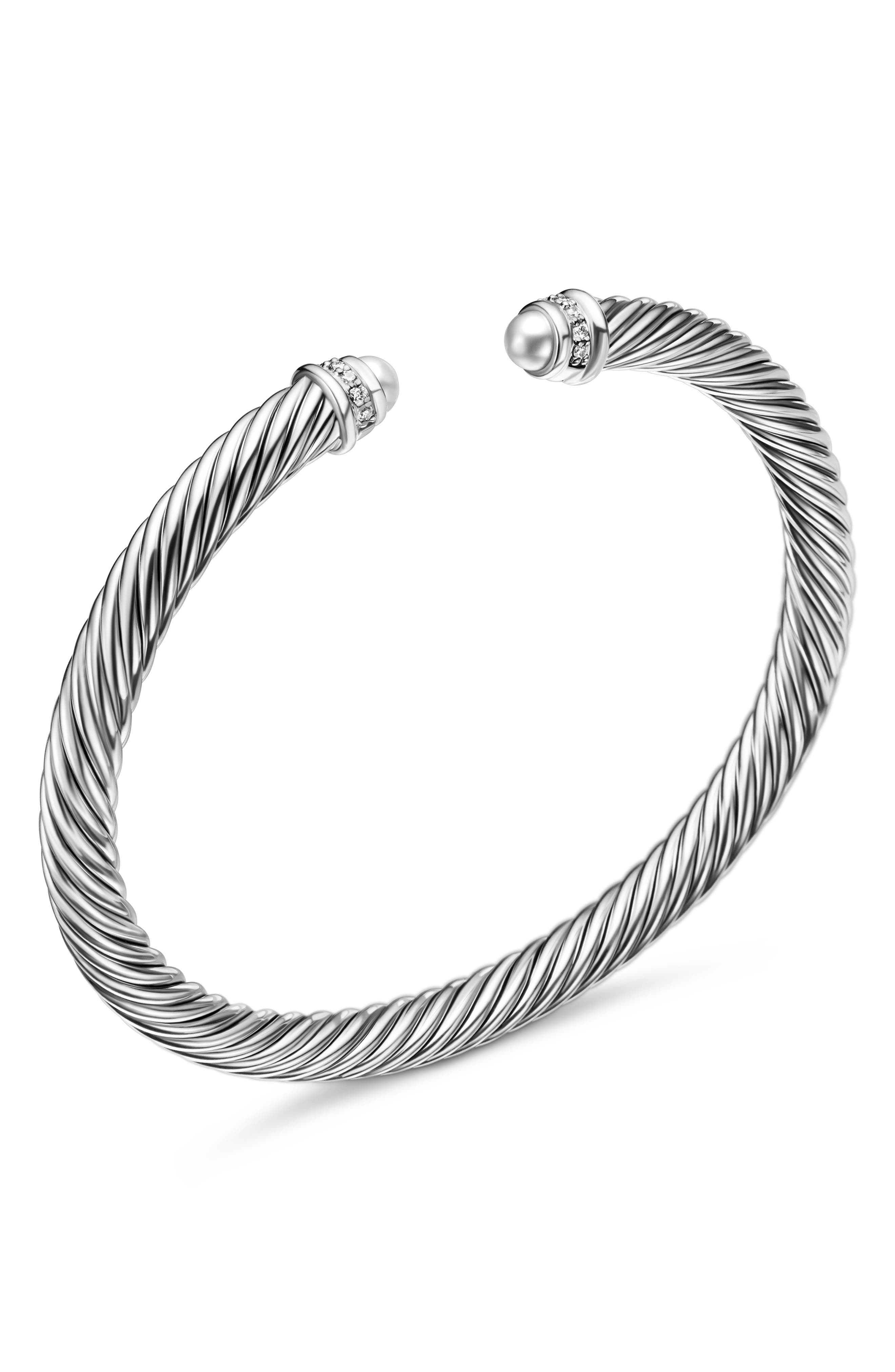 David Yurman Classic Cable Bracelet in Sterling Silver with Diamonds, 5mm in Silver Dome at Nordstro - 5