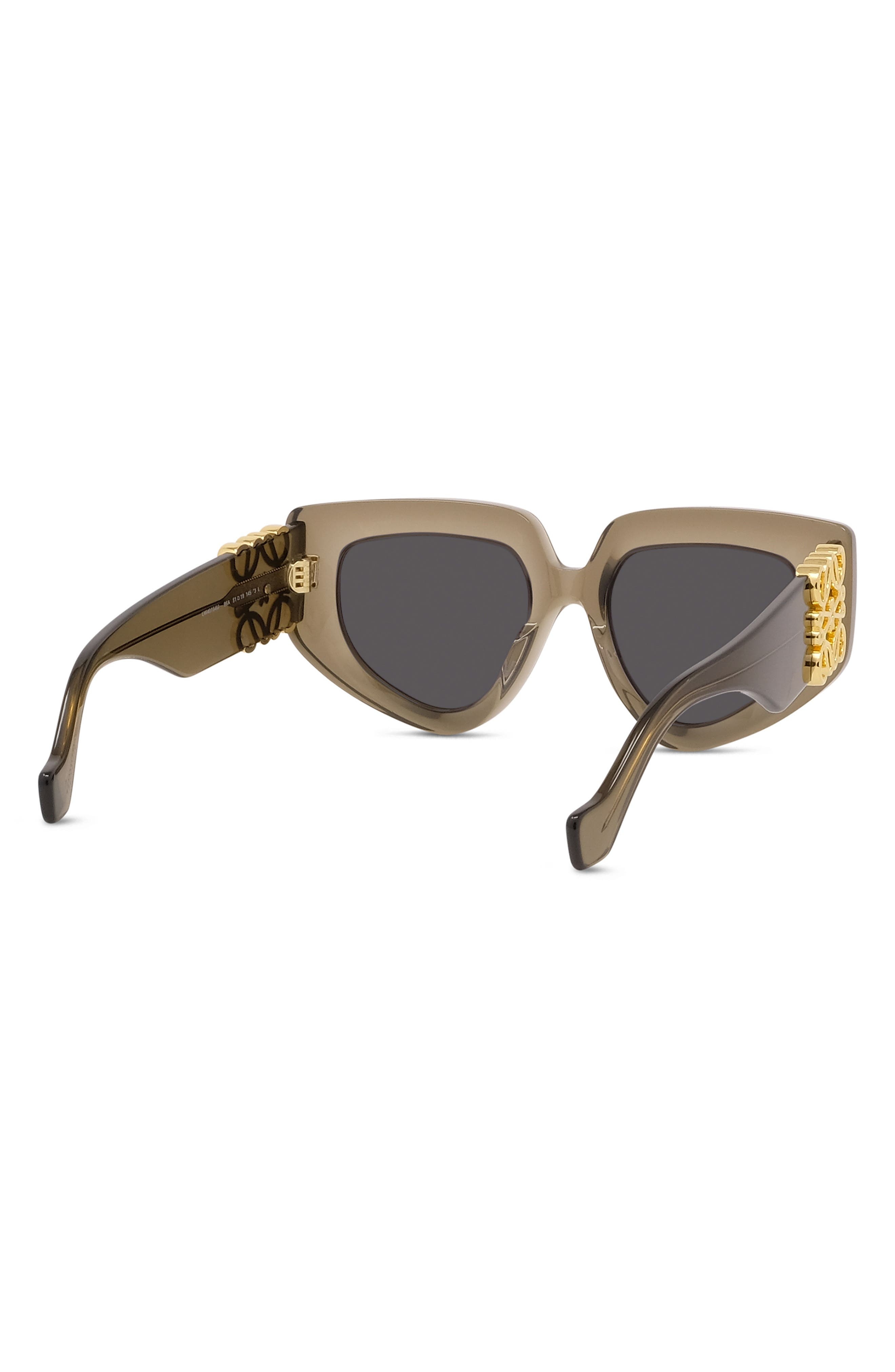 Loewe Anagram 51mm Geometric Sunglasses in Shiny Dark Green /Smoke at Nordstrom - 5