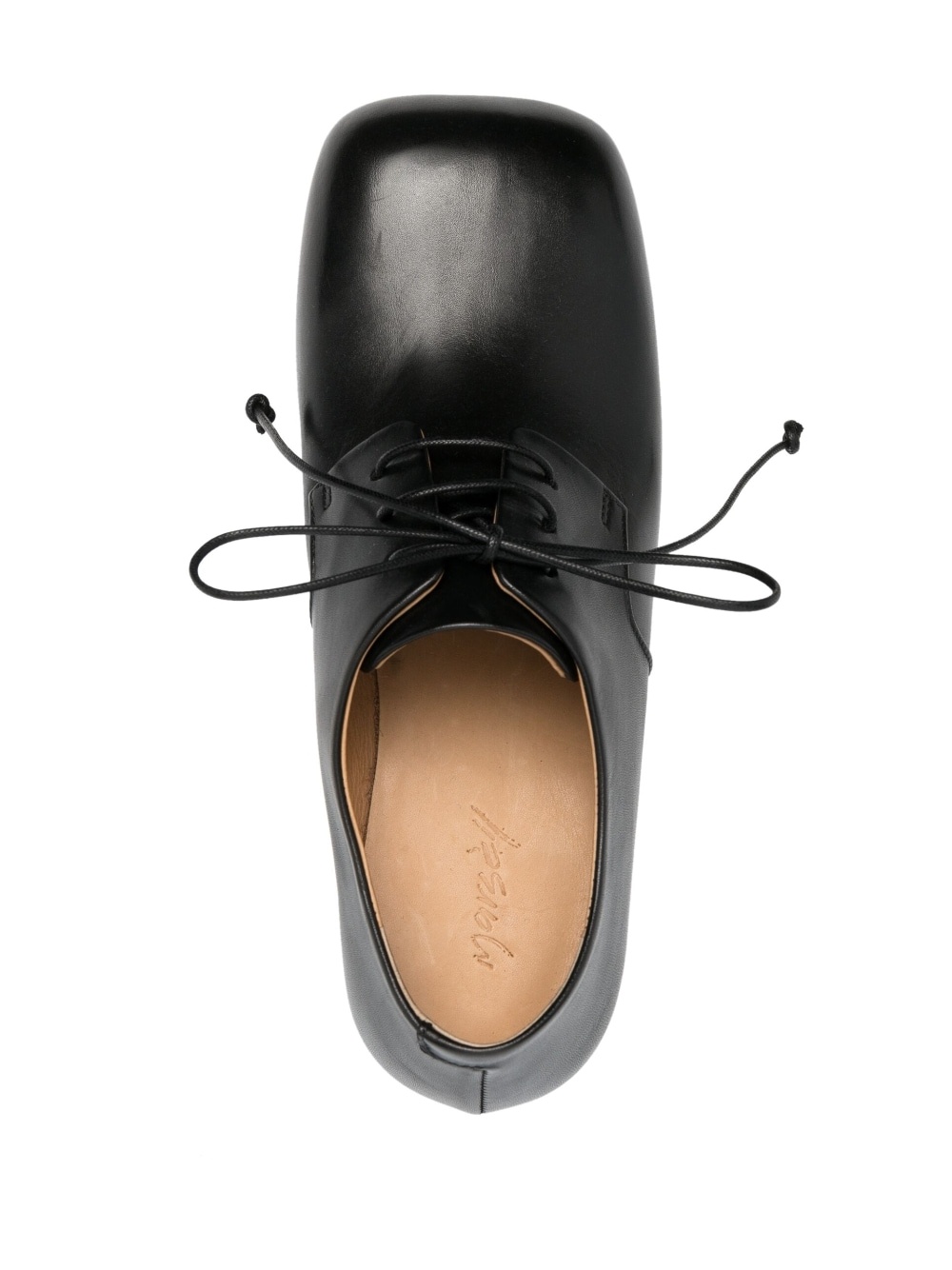 square-toe lace-up leather pumps - 4