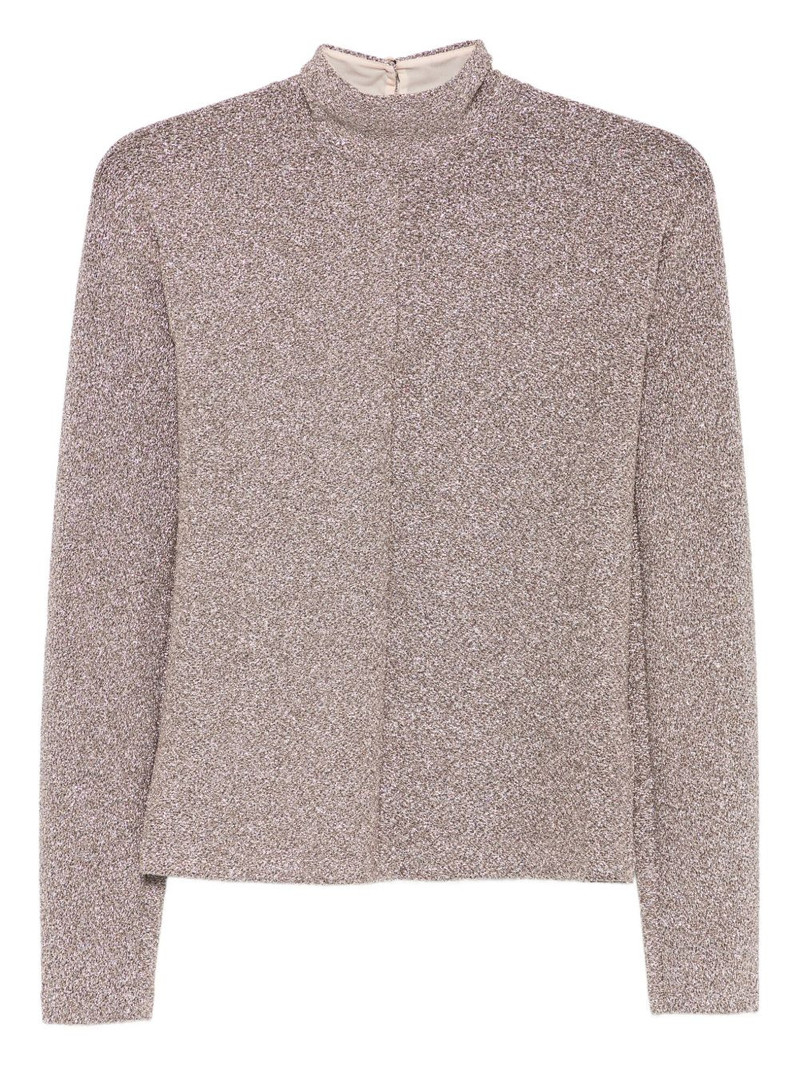 lurex-detail high-neck blouse 1