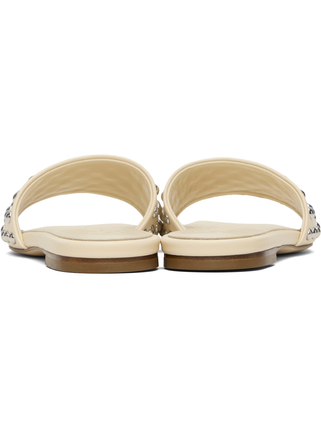 Beige Anna Studded Leather Sandals - 2