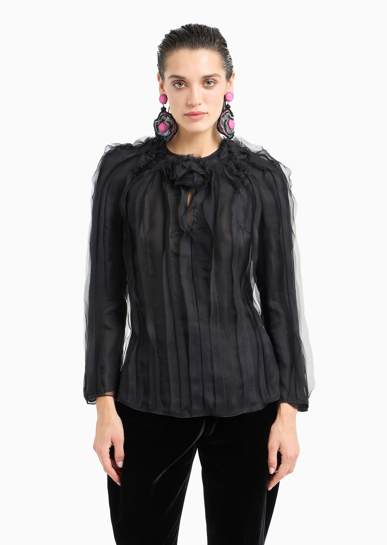 Long-sleeved long shirt in silk organza - 2