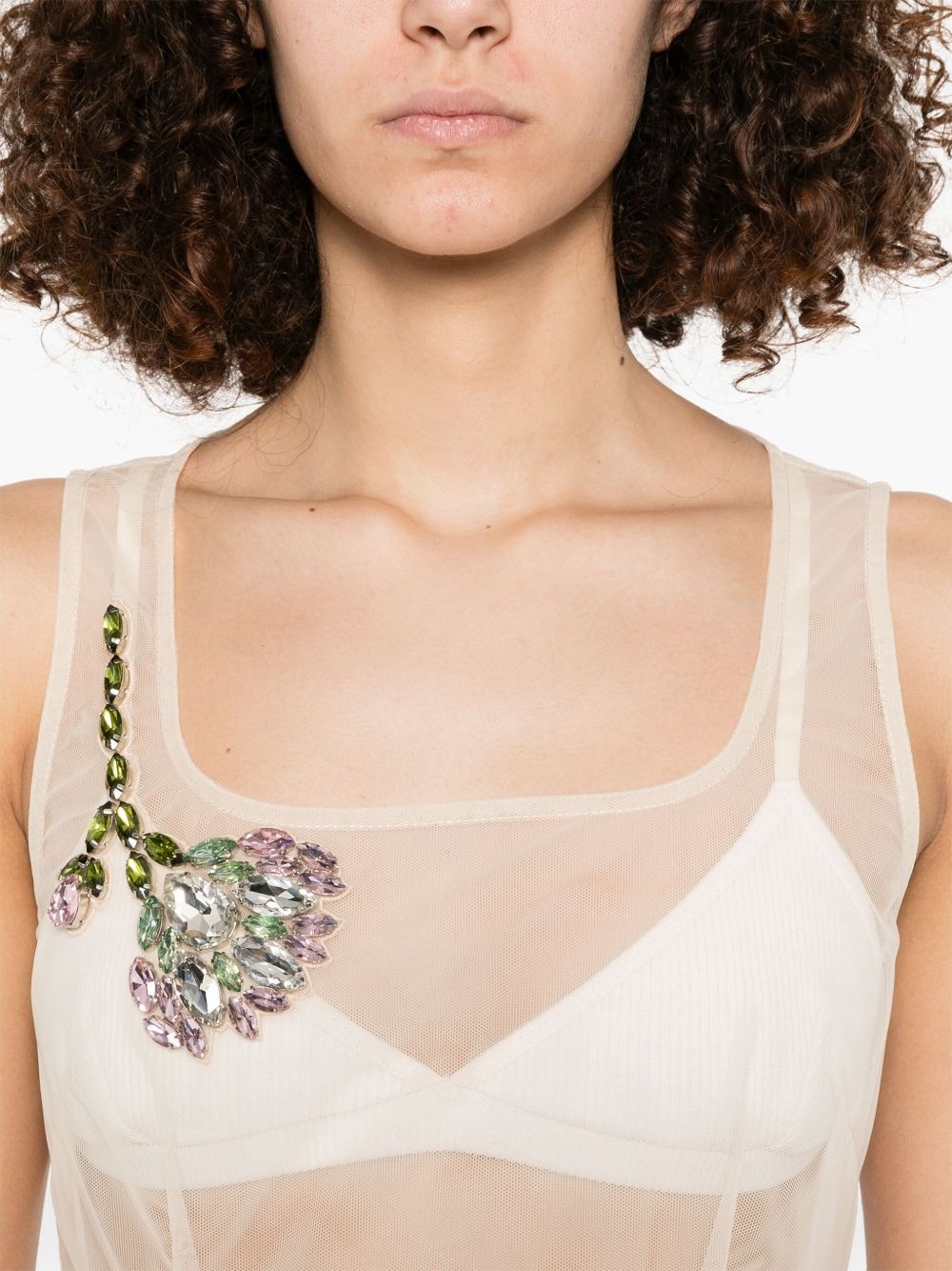 embellished square-neck dress - 5
