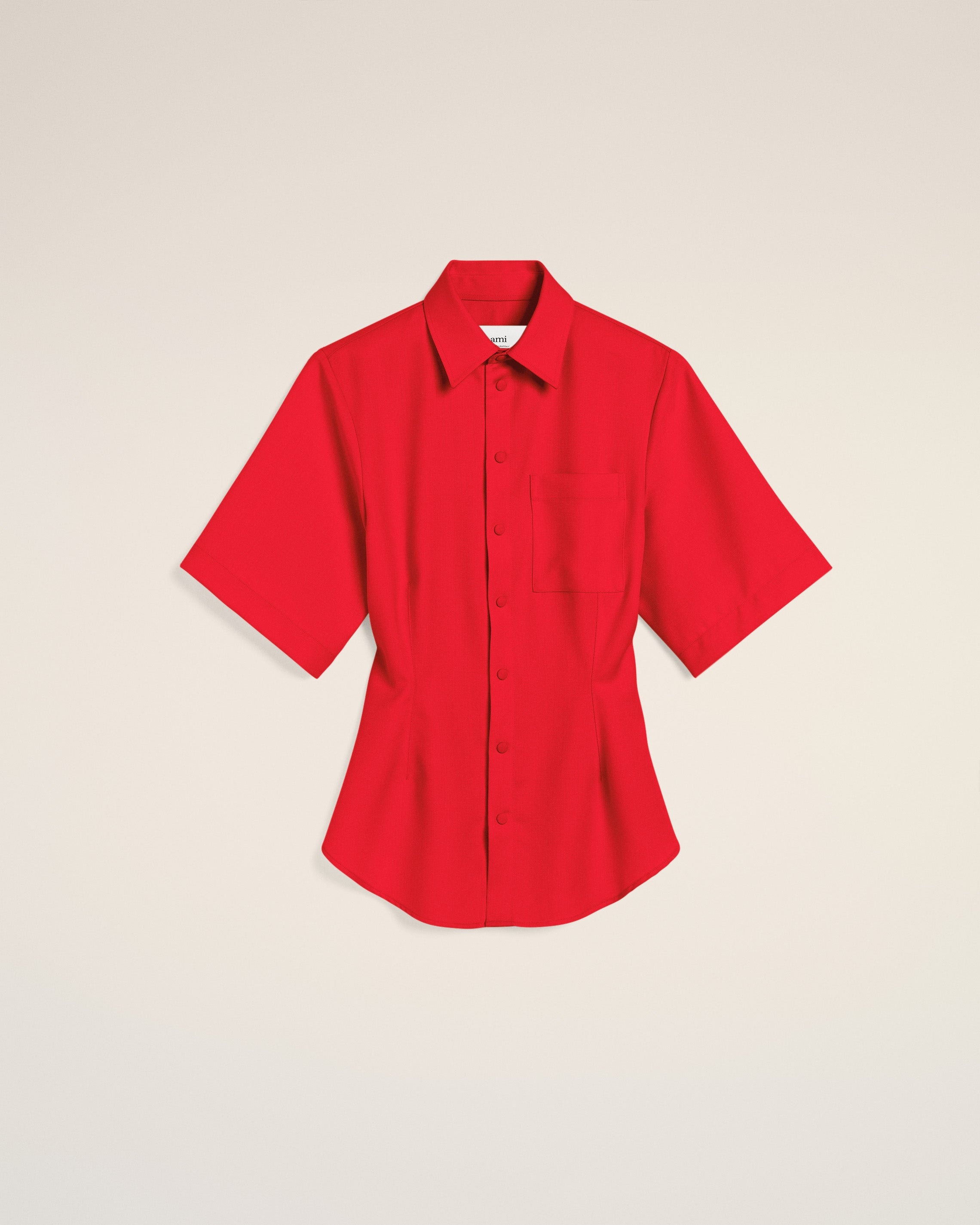 RED WOOL SHORT SLEEVES SHIRT - 2