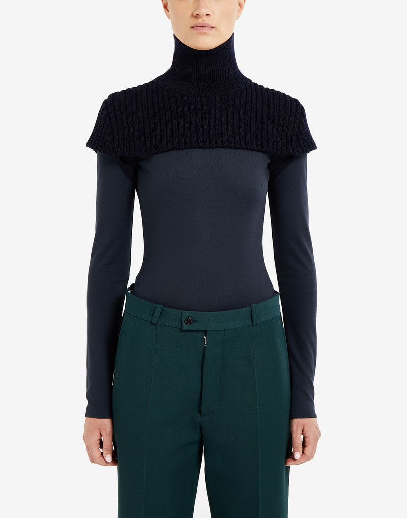 High-neck trompe l'oeil wool scarf 4