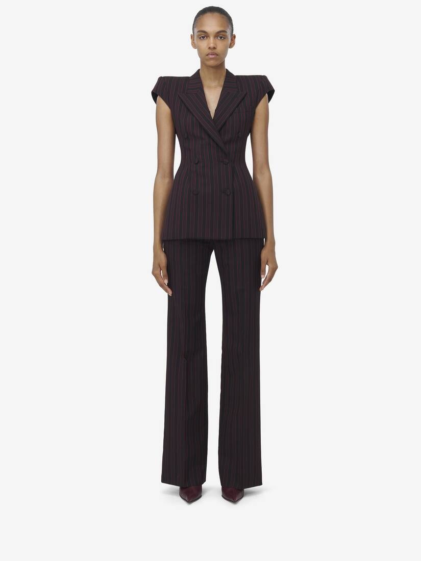 Pinstripe Sleeveless Jacket - 3