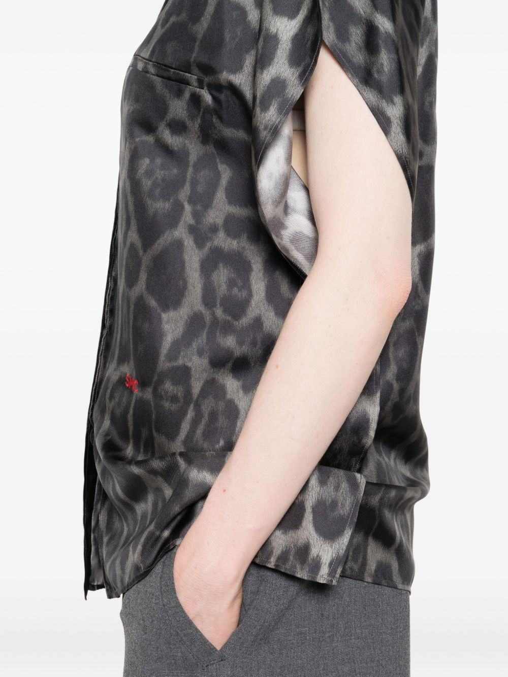 leopard-print sleeveless blouse - 5