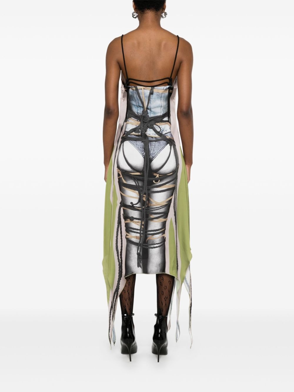 bondage-print midi dress - 4