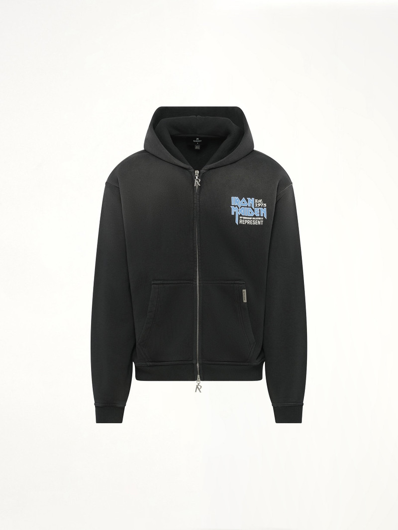 REPRESENT Iron Maiden Anniversary Hoodie in Stained Black outlook