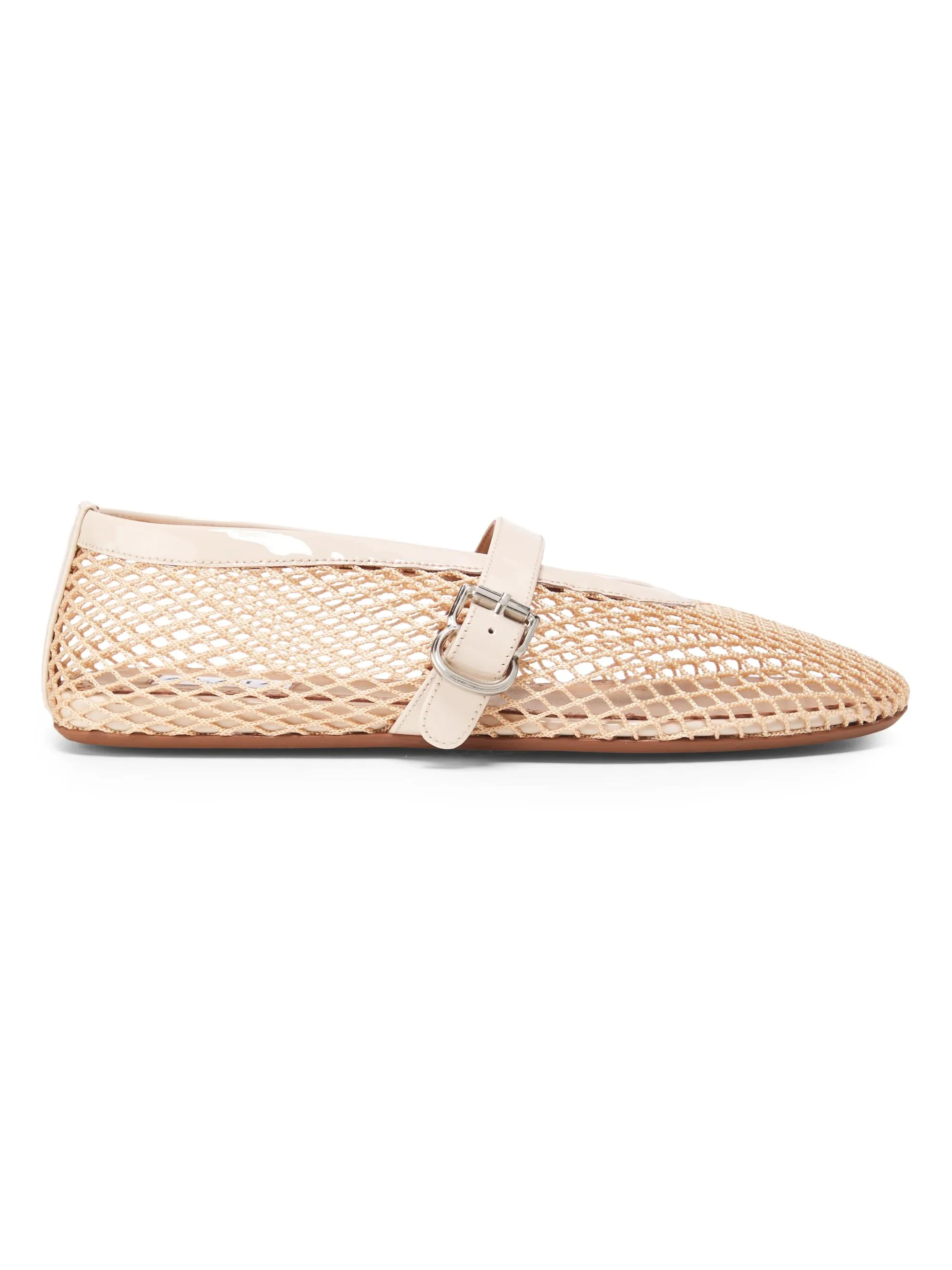 Women's Ballerina Strap Fishnet Flats - Beige Clair - 1