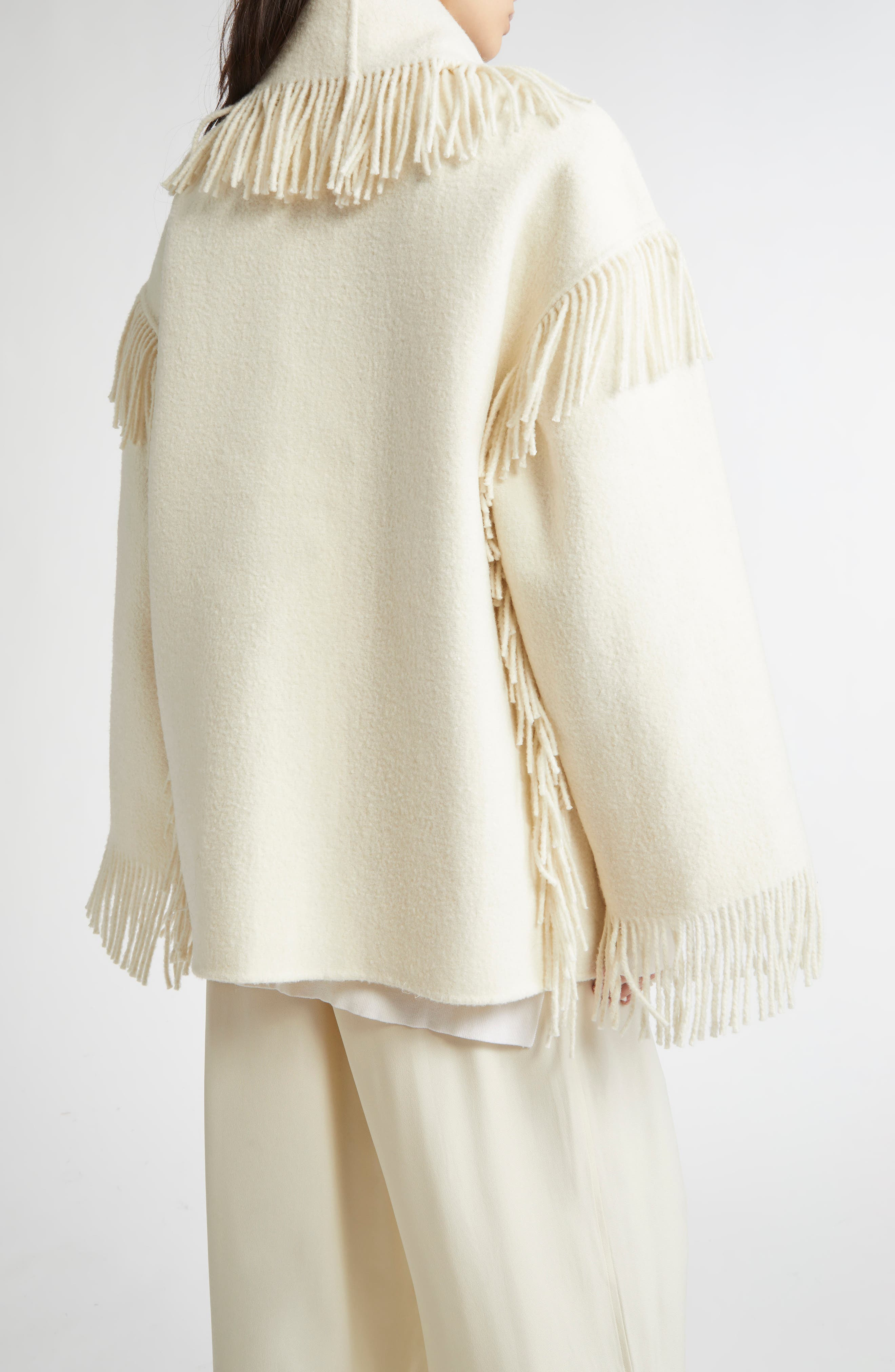 TOTEME Double Face Wool Blend Scarf Jacket in Winter White at Nordstrom - 3