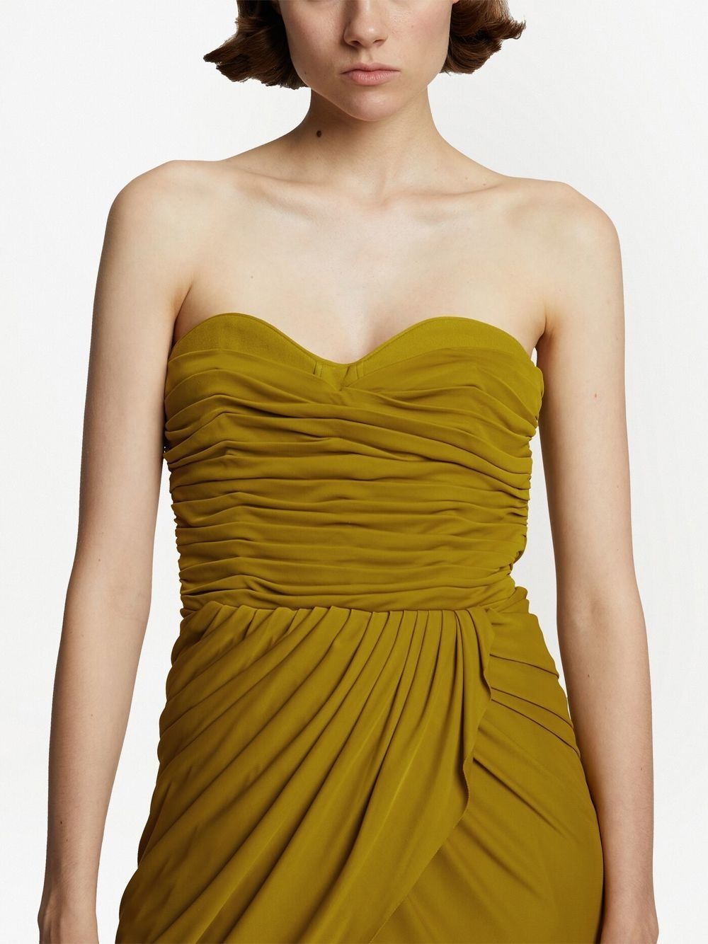 bustier-neckline draped dress - 5