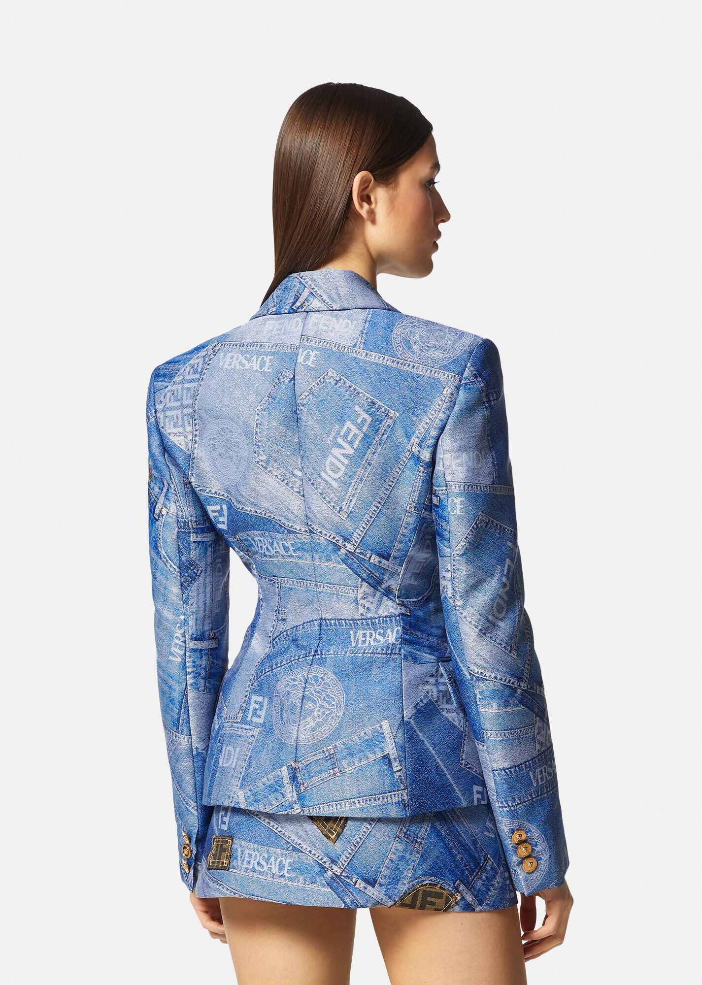 Fendace Denim Patchwork Blazer - 4