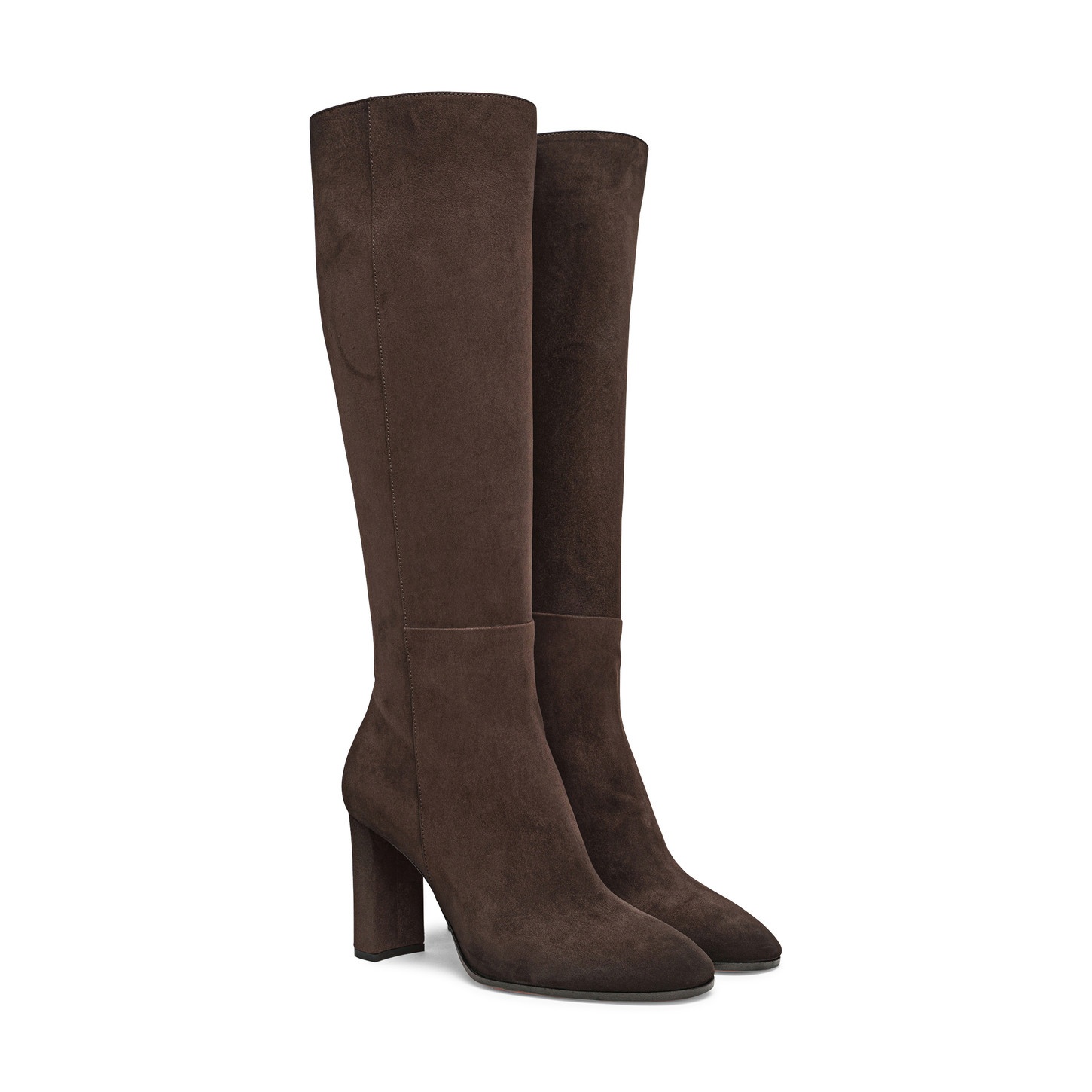 Women's dark brown suede high-heel boot - 2