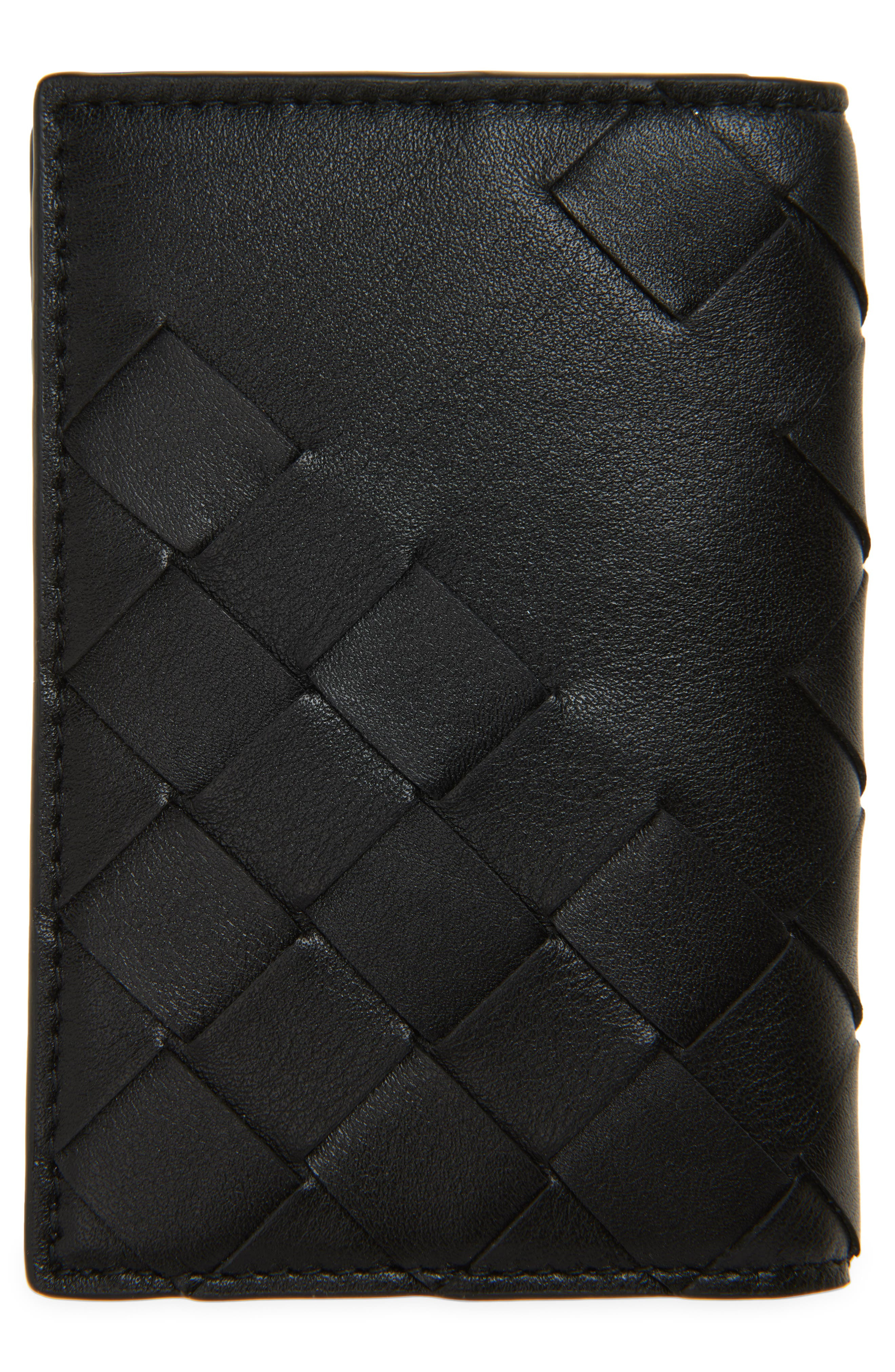Bottega Veneta Intrecciato Leather Passport Case in 8803 Black/Silver at Nordstrom - 4