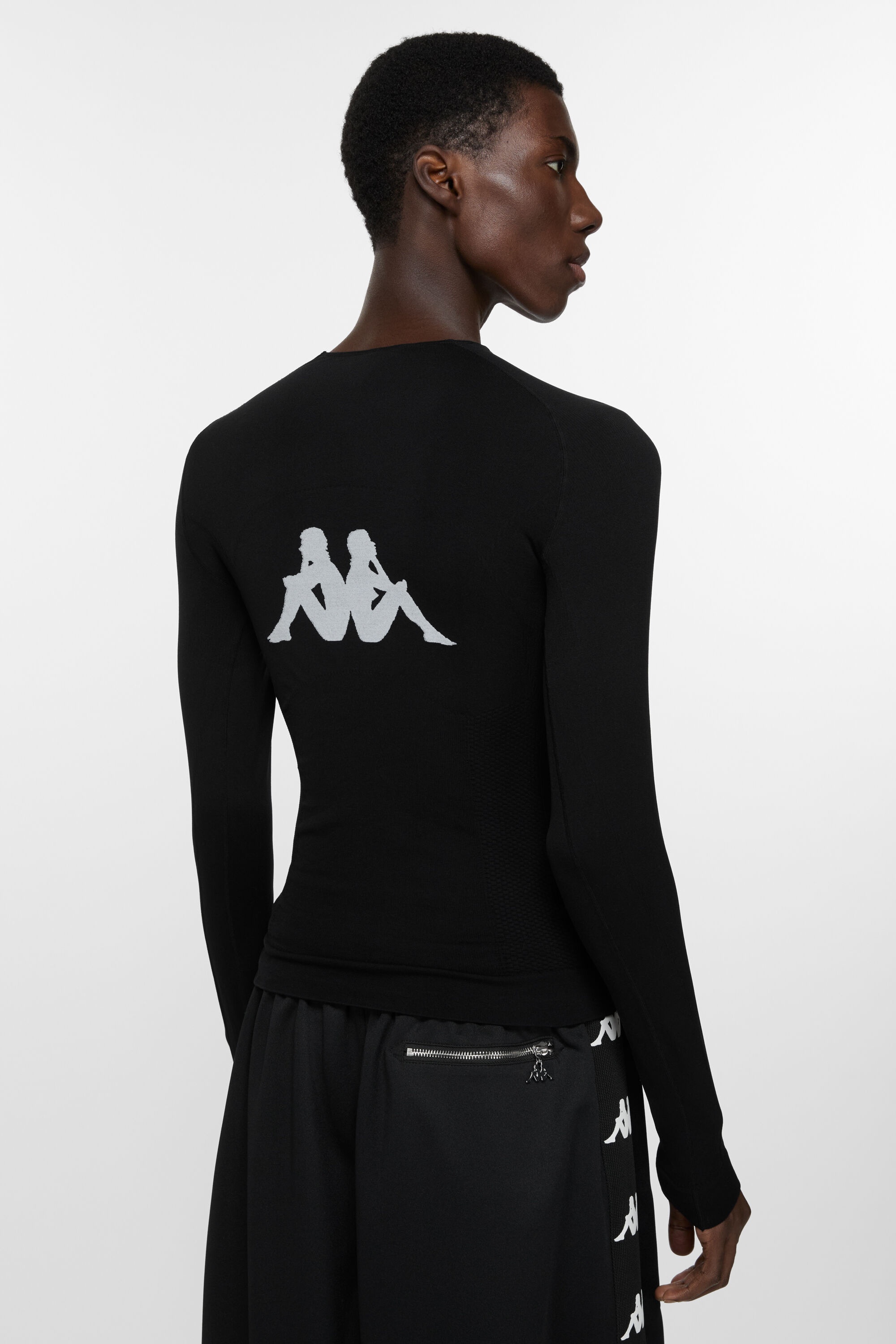 Long sleeve logo t-shirt - Acne Studios x Kappa - Black - 3