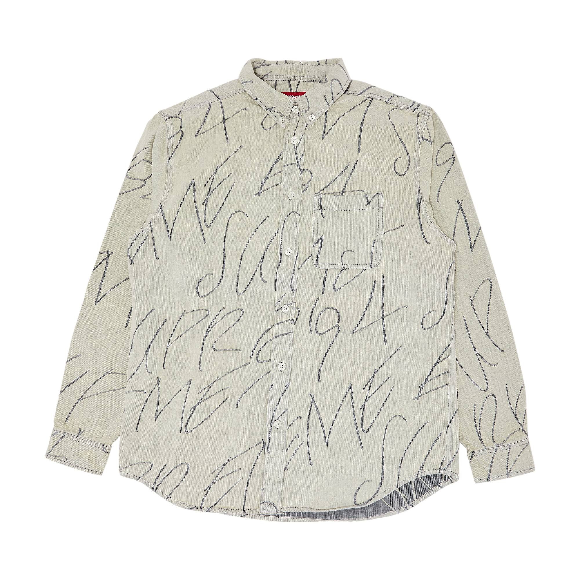 Supreme Handwriting Jacquard Denim Shirt 'Dirty' - 1