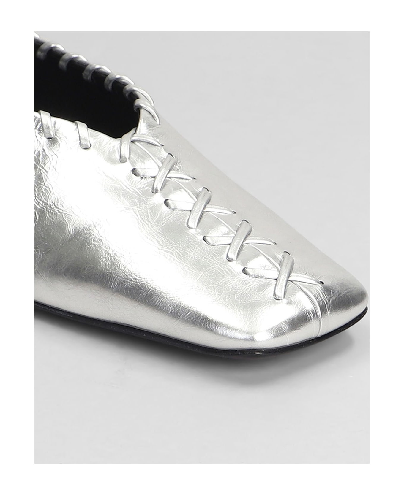 Ballet Flats In Silver Leather - 5