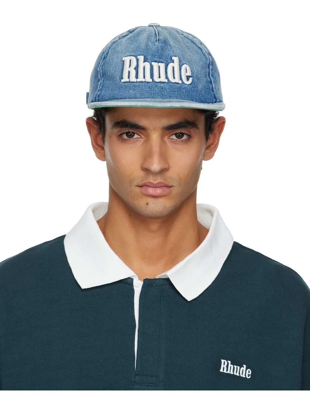 Blue 'Rhude' Logo Denim Cap - 1