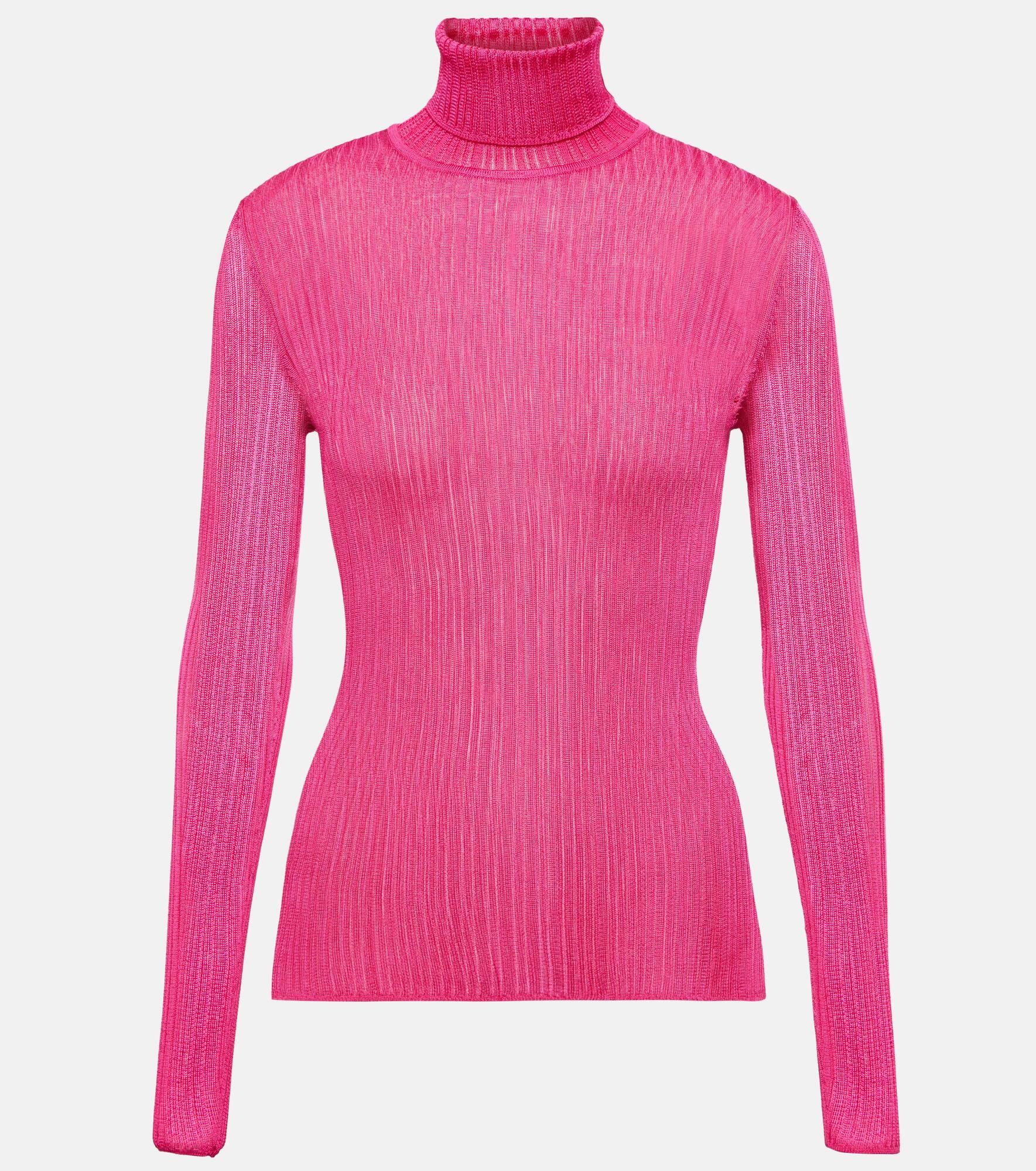 Ribbed-knit turtleneck top - 1