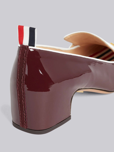 Thom Browne Burgundy Soft Patent Leather Stripe Enamel Strap 40mm Block Heel Loafer outlook