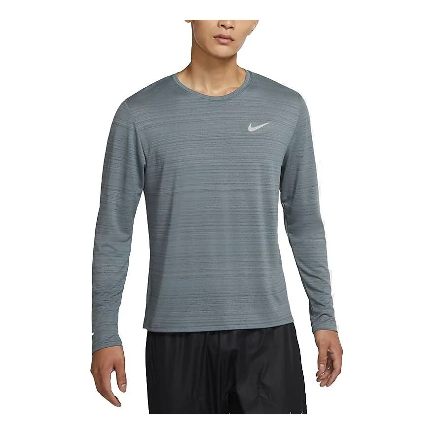 Nike Dri-FIT Miler Sports Running Gym Long Sleeves Smoke Grey Gray CU5990-084 - 1