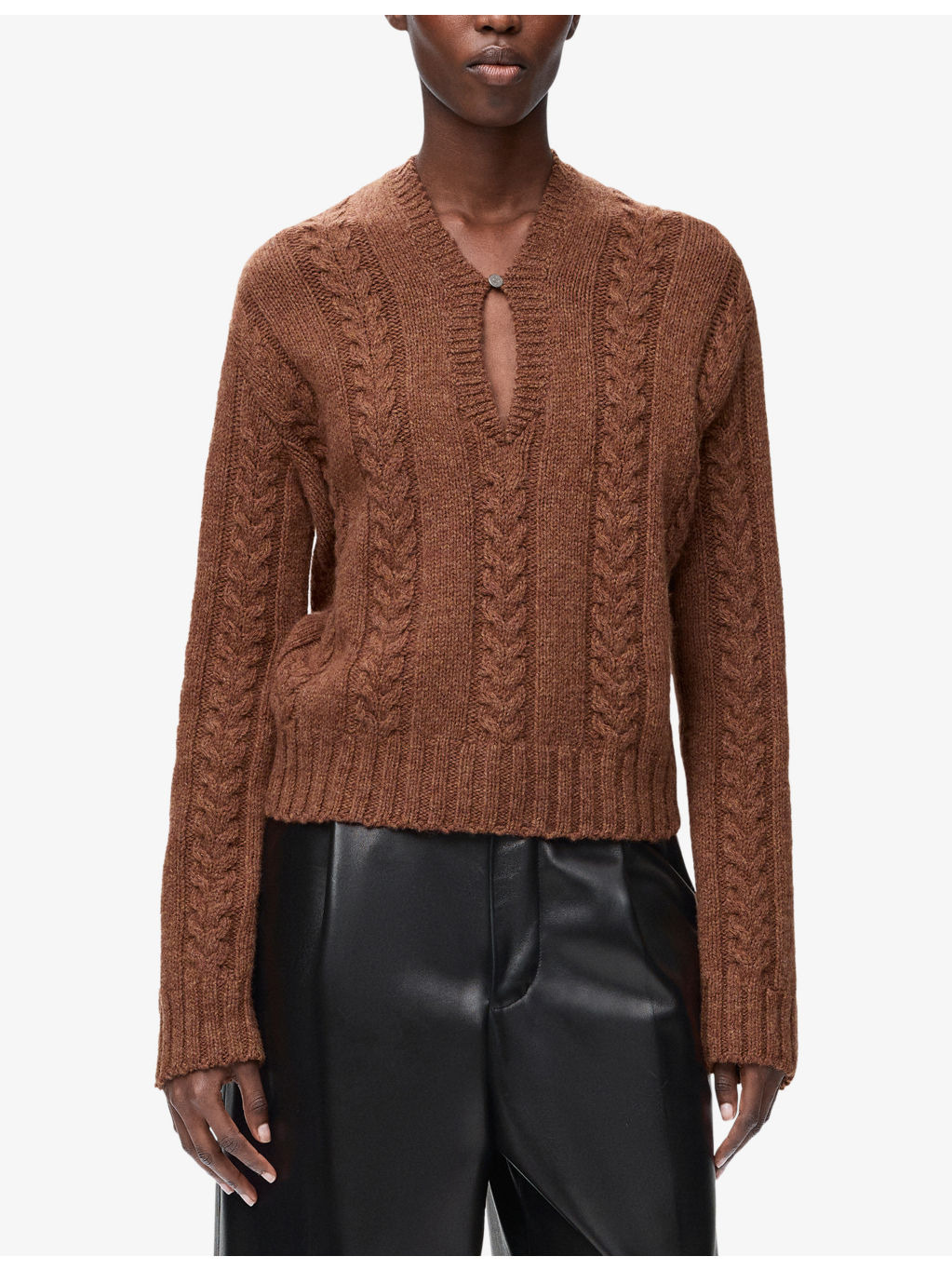 Keyhole Cable-Knit Wool Jumper - 3