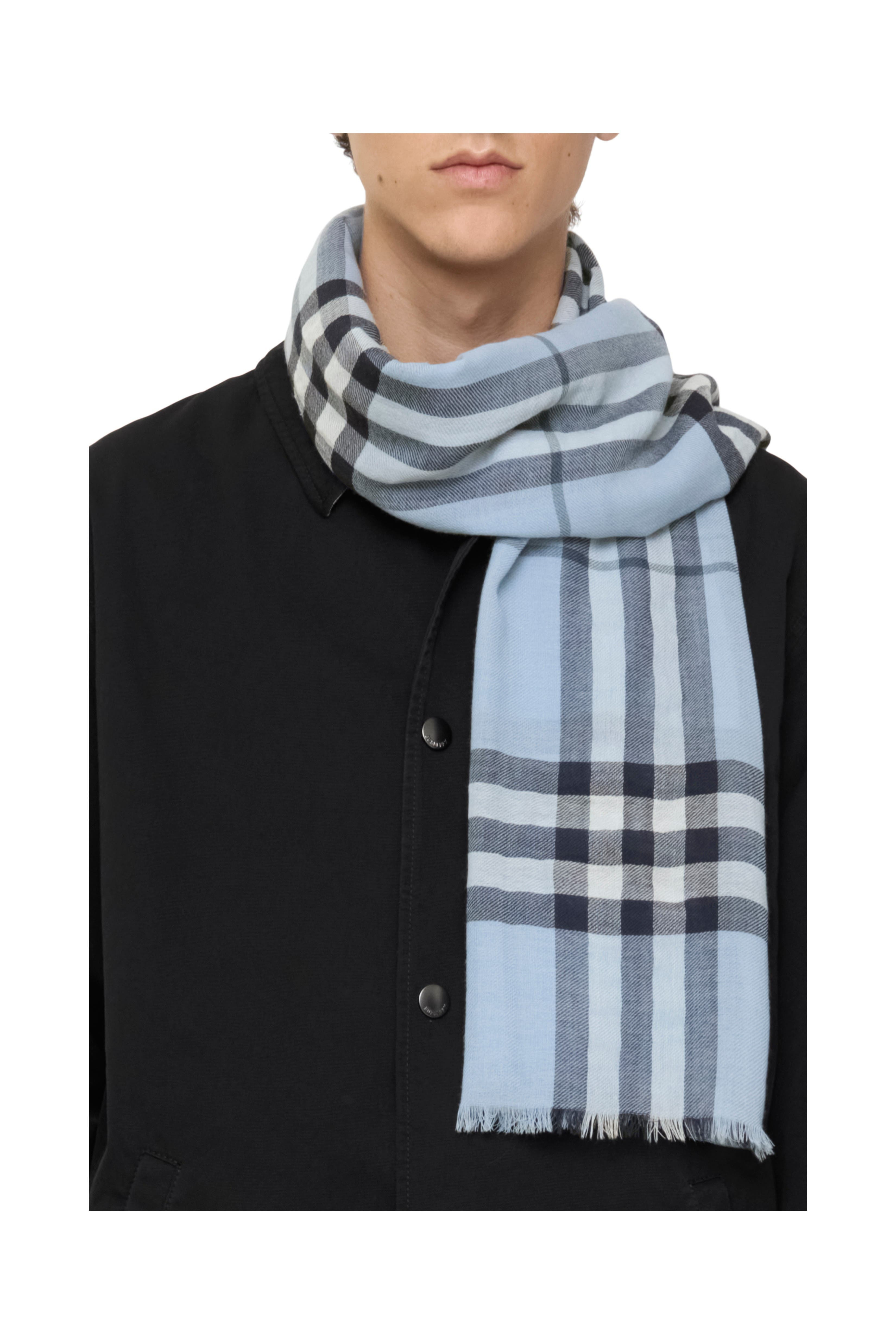 burberry Wide Check Wool Scarf in Bank Blue at Nordstrom - 5