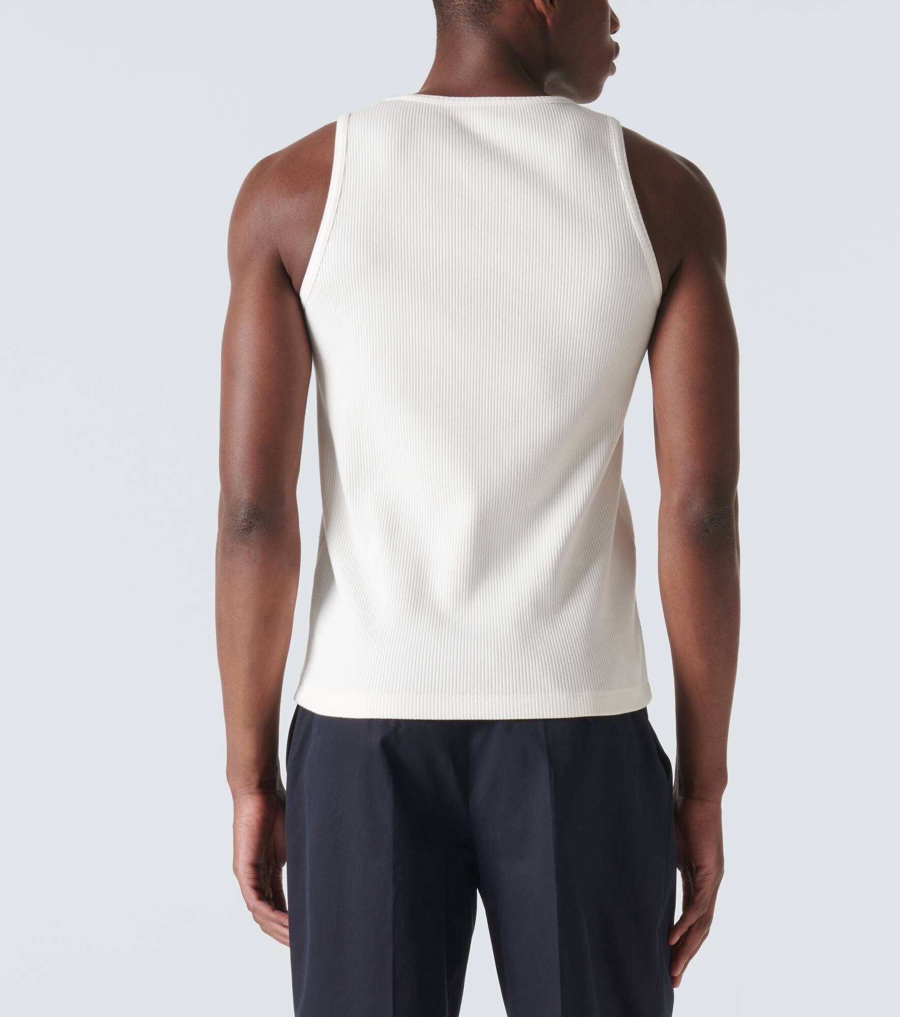 Logo ribbed-knit cotton tank top - 4