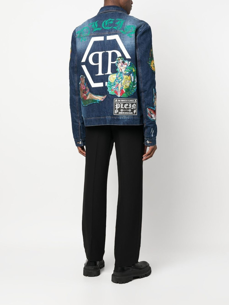 PHILIPP PLEIN graphic-print denim jacket outlook
