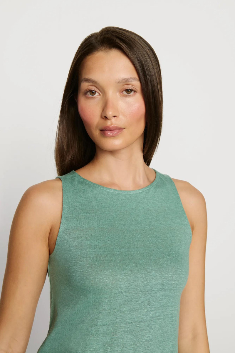 eberjey Organic Linen Knit Boat Neck Crop Tank outlook
