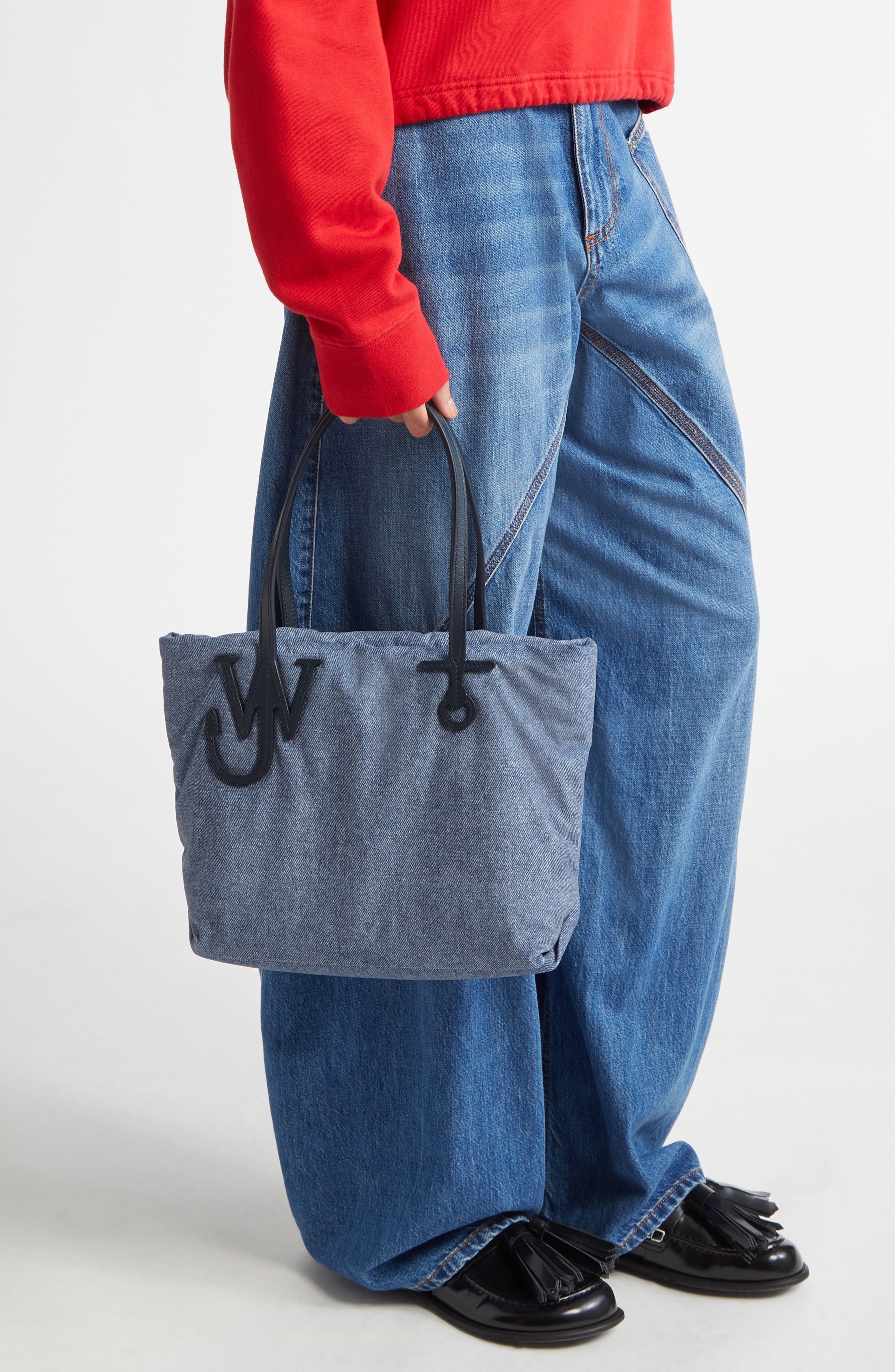 JW Anderson Small Anchor Puffy Denim Tote in Blue at Nordstrom - 2