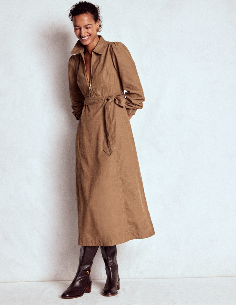 Adelaide Zip Cord Midi Dress-Latte 5