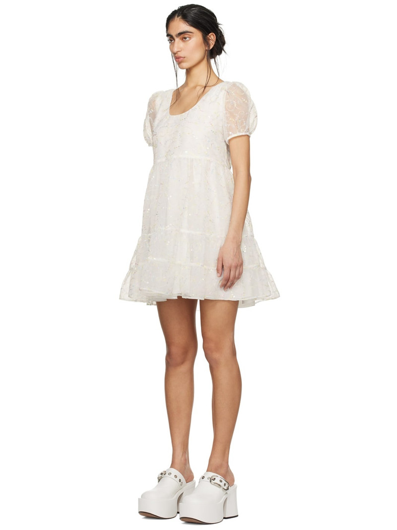 ANNA SUI SSENSE Exclusive White Gathered Minidress outlook
