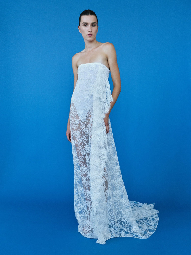 뜨 레이스 Strapless 가운 1