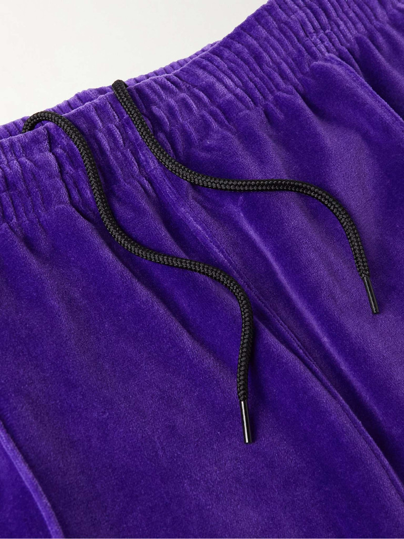 Webbing-Trimmed Logo-Embroidered Cotton-Blend Velour Track Pants 4