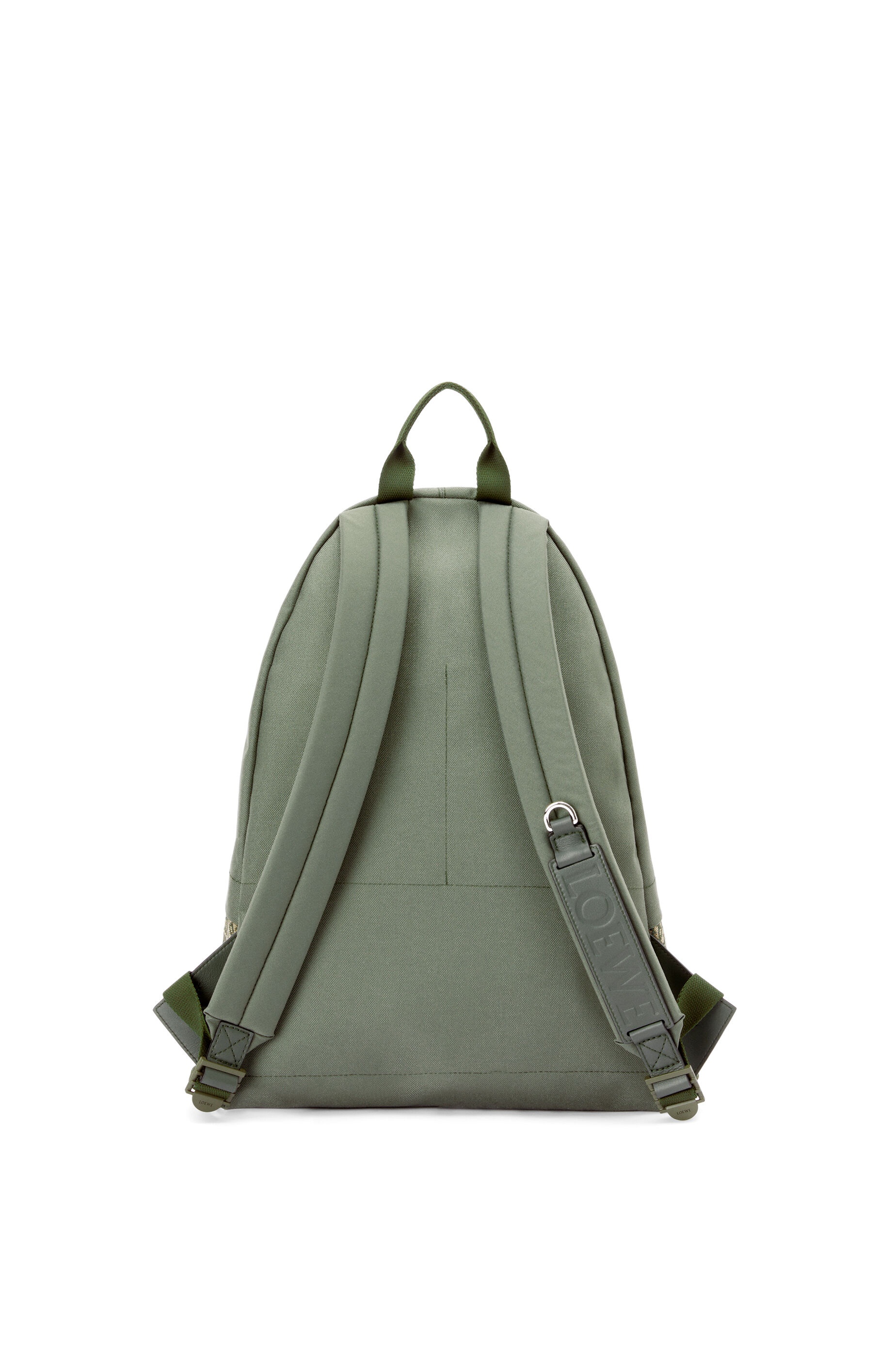 Round Slim Backpack in canvas and Anagram jacquard - 3