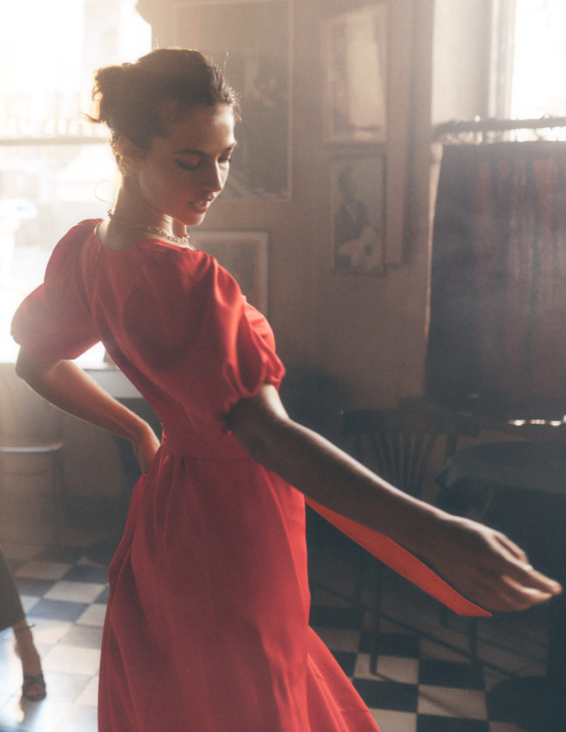 Volume Sleeve Midi Dress-Poppy Red 6