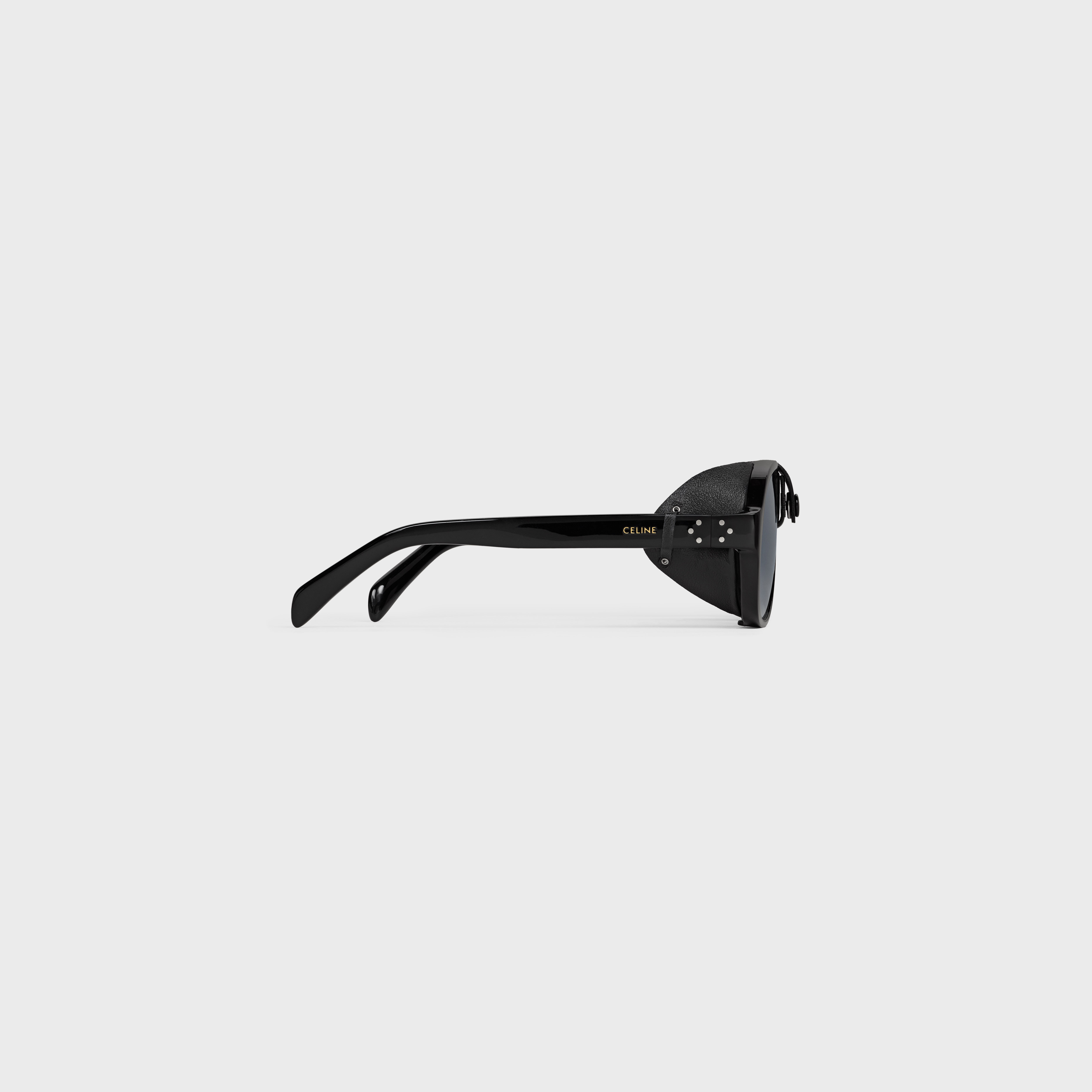 Black Frame 57 Sunglasses in Acetate with Leather - 4